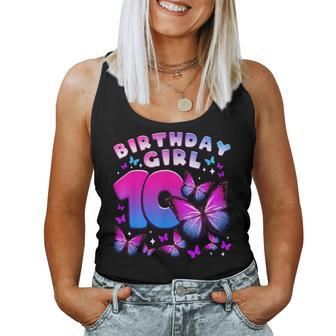 Birthday Girl 10 Year Old Butterfly Number 10 Women Tank Top - Monsterry UK