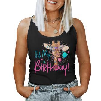 It Is My Birthday Good Time Giraffe Party Animal Colorful Women Tank Top - Monsterry UK
