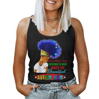 Black Afro American Autism Awareness Mom Rainbow For Women Women Tank Top - Monsterry