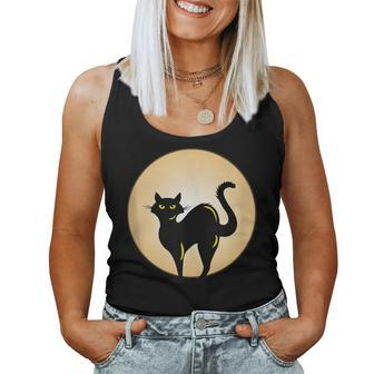 Black Cat And Moon Awesome Cat Lovers Cat Mom Cat Dad Women Tank Top - Monsterry UK