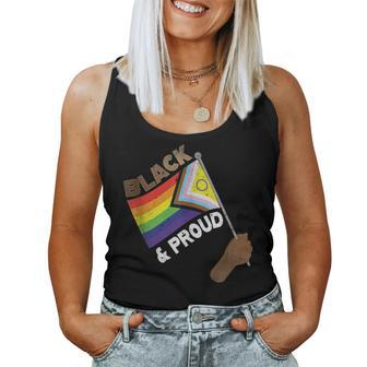 Black Gay Proud Progress Pride Flag Rainbow Vintage Women Tank Top - Monsterry AU