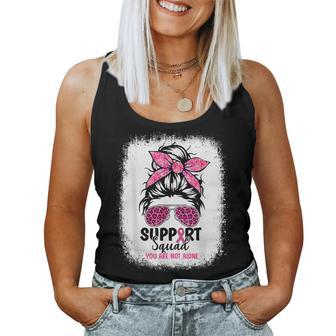 Bleached Messy Bun Support Squad Breast Cancer Awareness Women Tank Top - Monsterry