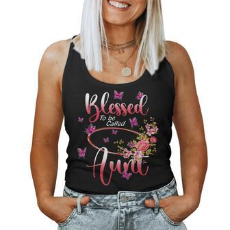 Blessed To Be Called Aunt Cute Flower Happy Women Tank Top - Seseable