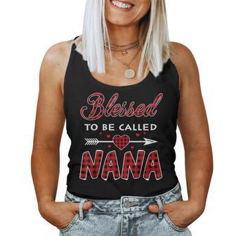 Blessed To Be Called Nana -Buffalo Plaid Grandma Christmas Women Tank Top - Monsterry UK