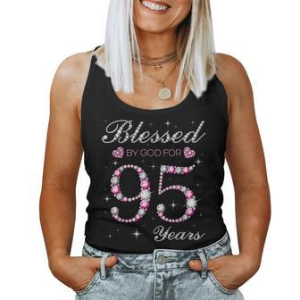 Blessed By God For 95 Years Old 95Th Birthday Party B-Day Women Tank Top - Monsterry