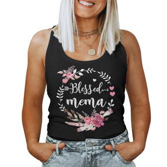 Blessed Mema Thanksgiving Floral Mother's Day Women Tank Top - Seseable