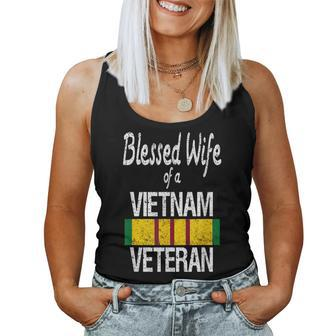 Blessed Wife Of A Vietnam Veteran Military Family Women Tank Top - Monsterry
