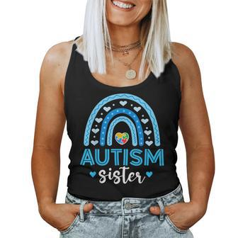 Blue Rainbow Autism Awareness Sister Heart Puzzle For Girls Women Tank Top | Mazezy AU