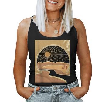 Boho Desert Aesthetic Sunrise Cactus Hippie Desert Landscape Women Tank Top - Monsterry CA