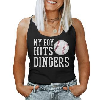 My Boy Hits Dingers Baseball Mom Dad I Hit Dingers Women Tank Top - Monsterry