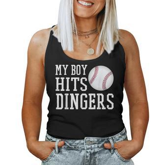 My Boy Hits Dingers Proud Baseball Mom & Dad I Hit Dingers Women Tank Top - Monsterry