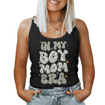 In My Boy Mom Era With Checkered Pattern Groovy Mom Of Boys Women Tank Top - Seseable