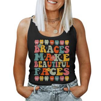 Braces Make Beautiful Faces Groovy Orthodontist Women Tank Top - Monsterry