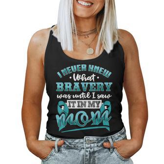 Bravery In My Mom Ovarian Cancer Awareness Ribbon Women Tank Top - Monsterry CA