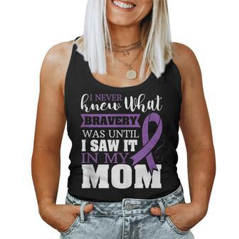 Bravery Mom Pancreas Cancer Awareness Ribbon Women Tank Top - Monsterry