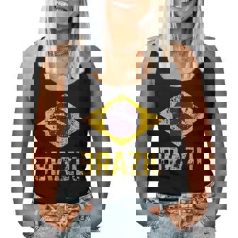 Brazil Brasil Flag Vintage Distressed Brazil Women Tank Top - Thegiftio