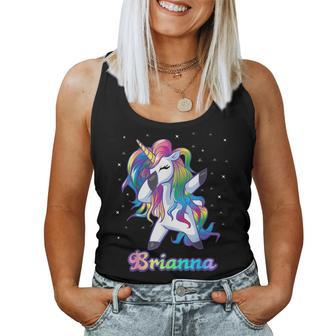 Brianna Name Personalized Custom Rainbow Unicorn Dabbing Women Tank Top - Seseable