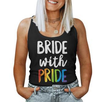 Bride With Pride Rainbow Lesbian Bachelorette Party Wedding Women Tank Top - Monsterry