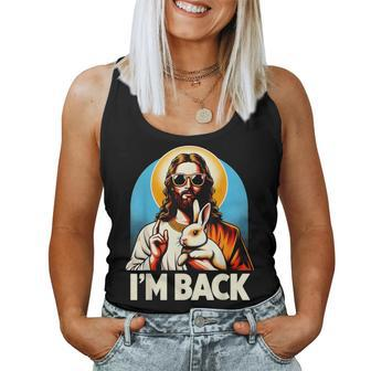 Bunny Christian Jesus Guess Who's Back Happy Easter Day Women Tank Top - Seseable