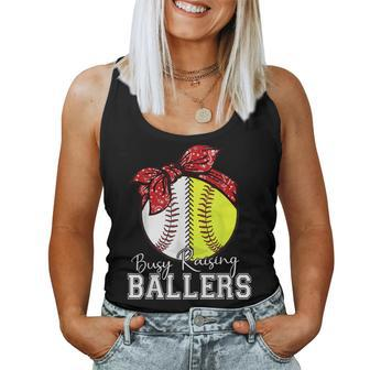 Busy Raising Ballers Softball Baseball Mama Mom Women Tank Top - Monsterry CA