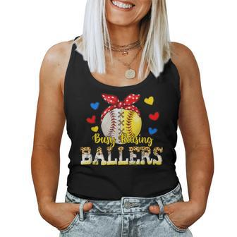 Busy Raising Ballers Softball Baseball Mom Mama Women Tank Top - Monsterry DE