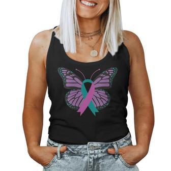 Butterfly Ribbon Suicide Awareness Mental Health Worker Women Tank Top - Monsterry UK