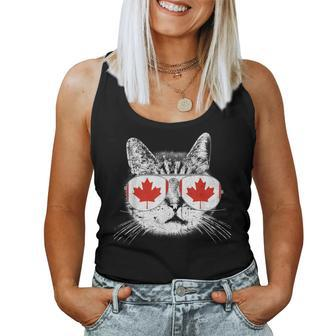 Canada Flag Canadian Cat Sunglasses Women Women Tank Top - Monsterry CA