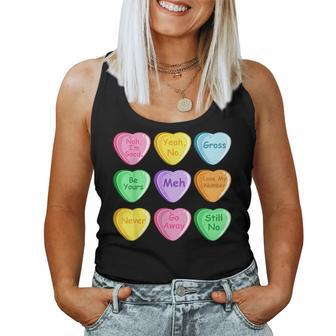 Candy Heart Valentines Day Sarcastic Love Joke Women Tank Top | Mazezy