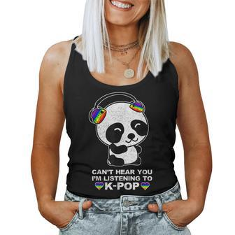Can't Hear You I'm Listening To K-Pop Panda Gay Pride Ally Women Tank Top - Monsterry DE