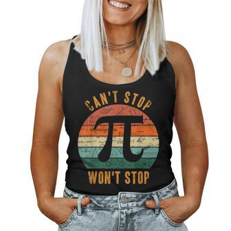 Can't Stop Pi Won't Stop Math Pi Day Vintage Teacher Women Tank Top - Monsterry