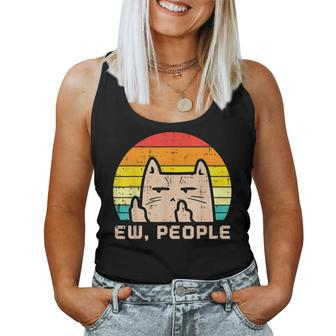 Cat Ew People Sunset Retro Anti Social Introvert Women Women Tank Top - Monsterry CA