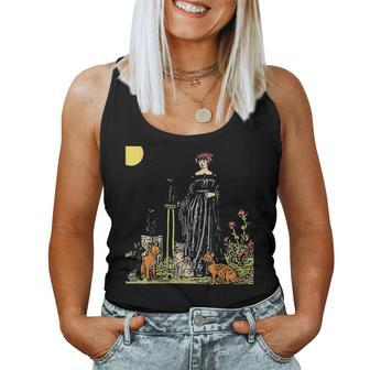 The Cat Lady Tarot Card Vintage Gothic Cat Mom Women Tank Top | Mazezy