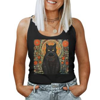 Cat Lover Cat Art Cat With Flowers Floral Cat Women Tank Top - Monsterry CA