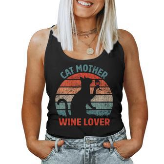 Cat Mother Wine Lover Owner Graphic Women Tank Top - Monsterry CA