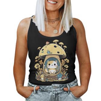 Cat Mushroom Cute Cottagecore Aesthetic Women Tank Top - Monsterry