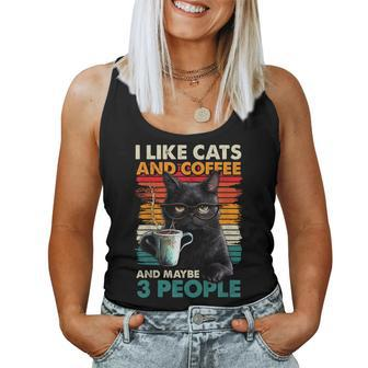 I Like Cats And Coffee And Maybe 3 People Love Cat Women Tank Top - Seseable
