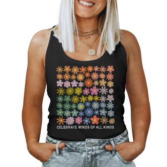 Celebrate Minds Of All Kinds Autism Awareness Flower Be Kind Women Tank Top - Seseable