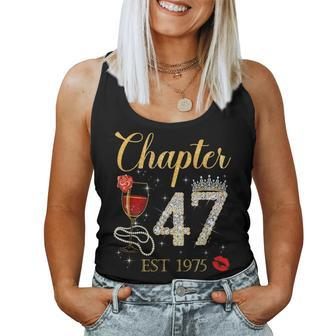 Chapter 47 Years Est 1975 47Th Birthday Red Rose Wine Crown Women Tank Top - Monsterry DE