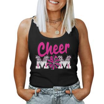 Cheer Mom Hot Pink Black Leopard Letters Cheer Pom Poms Women Tank Top - Monsterry