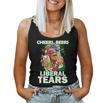 Cheers Beers Liberal Tears Trump Holding Beer Patrick's Day Women Tank Top - Monsterry UK