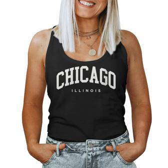 Chicago Illinois Vintage Varsity Style College Group Trip Women Tank Top - Monsterry CA