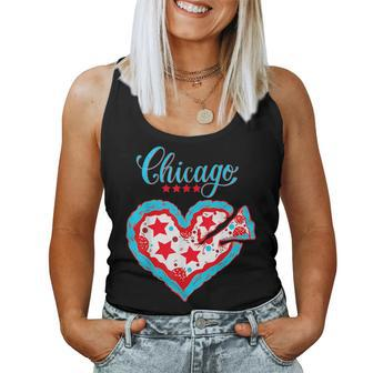 Chicago Pizza Love Heart Chicago Flag Women Women Tank Top - Monsterry CA