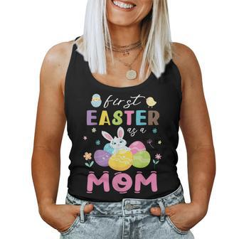 Chick Bunny Flowers Happy First Easter Day As A Mom Mother Women Tank Top - Monsterry