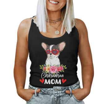 Chihuahua Mom Mama Sunglasses Flower Dog Lover Owner Womens Women Tank Top - Seseable