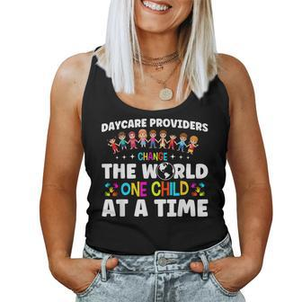 Childcare Change World One Child At A Time Daycare Teacher Women Tank Top - Thegiftio UK