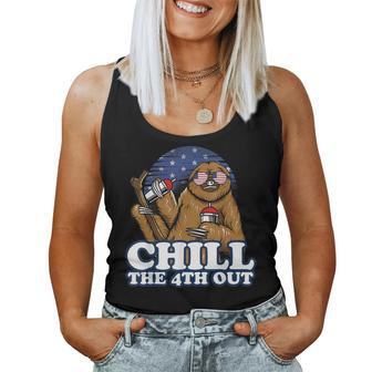 Chill The 4Th Out Patriotic Fourth Of July Sloth Women Tank Top - Monsterry