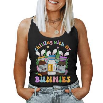 Chilling With My Bunnies Icu B52 Med Surg Nurse Easter Day Women Tank Top - Thegiftio UK