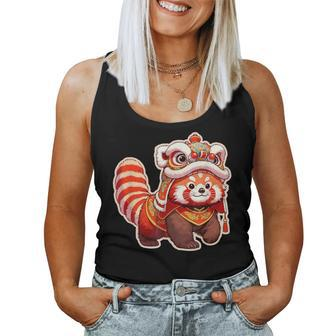 Chinese New Year Red Panda Lion Dance Lunar New Year 2024 Women Tank Top - Seseable