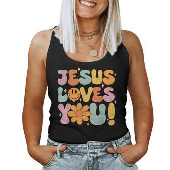 Christian Jesus Loves You Groovy Vintage Cute Kid Girl Women Women Tank Top | Mazezy AU