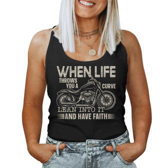 Christian Motorcycle Biker Faith Life Throws You A Curve Women Tank Top - Monsterry